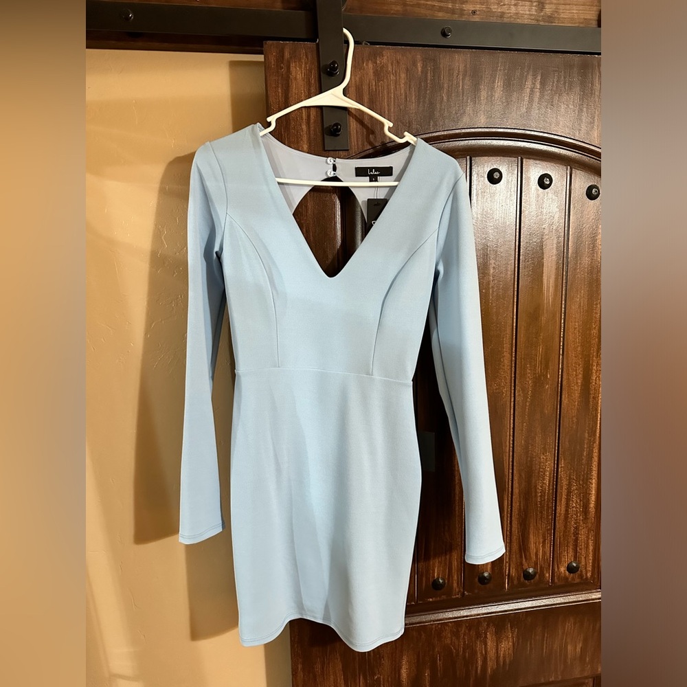 Lulus Baby Blue long sleeve mini dress